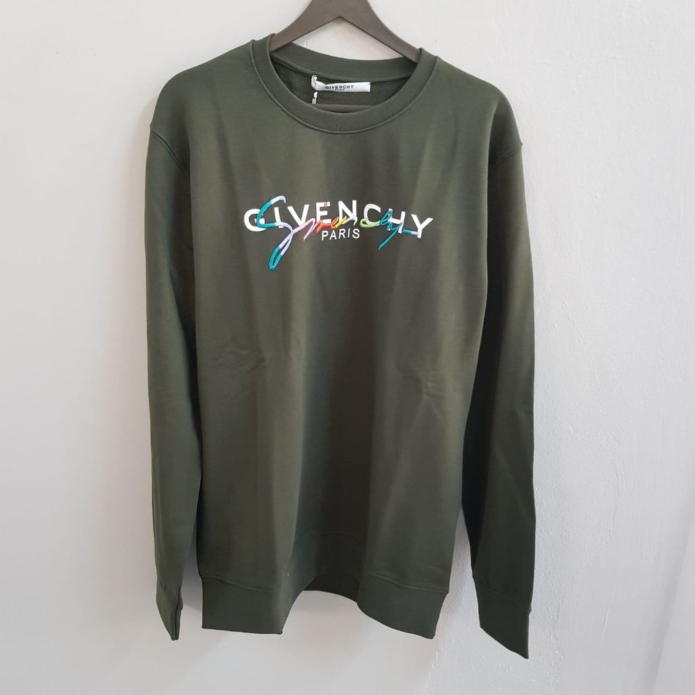 Givenchy Logo Embroidered Khaki Sweatshirt